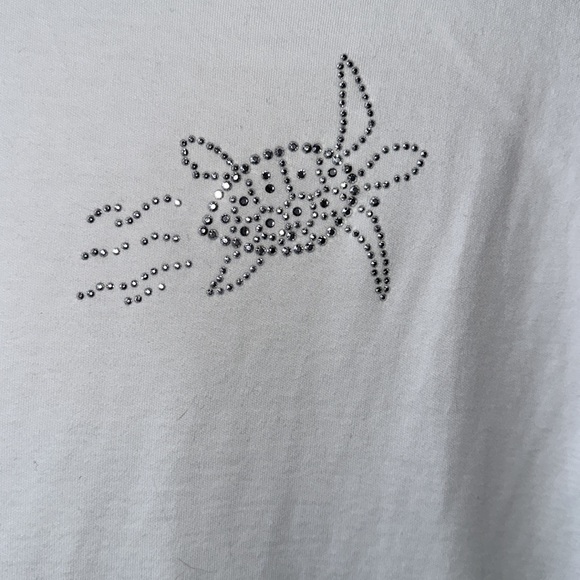 Isaac’s Design White & Silver Rhinestone Turtle Tank Size XL - Picture 2 of 3